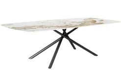 Design Esstisch OSAKA 200cm weiß schwarz Pandora Keramik Sterngestell Metall