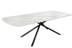 Design Esstisch OSAKA 160cm weiß Keramik schwarz Sterngestell Metall