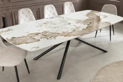Design Esstisch OSAKA 160cm weiß schwarz Pandora Keramik Sterngestell Metall