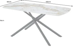 Design Esstisch OSAKA 160cm weiß schwarz Pandora Keramik Sterngestell Metall