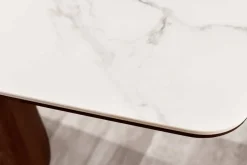 Design Esstisch UNIQUE 200cm weiß Walnuss Keramik Marmor Säulenfuß