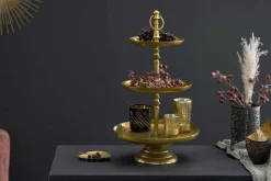 Design Etagere ORIENT 50cm gold im Wild Hammerschlag mit drei Etagen