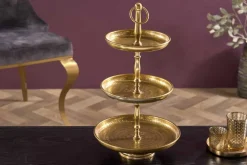 Design Etagere ORIENT 50cm gold im Wild Hammerschlag mit drei Etagen