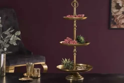 Design Etagere ORIENT 65cm gold im Wild Hammerschlag mit drei Etagen