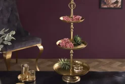 Design Etagere ORIENT 65cm gold im Wild Hammerschlag mit drei Etagen