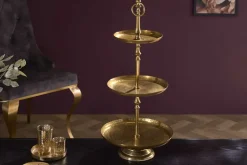Design Etagere ORIENT 65cm gold im Wild Hammerschlag mit drei Etagen