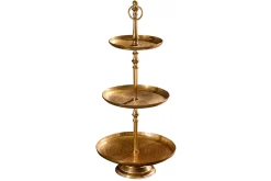 Design Etagere ORIENT 65cm gold im Wild Hammerschlag mit drei Etagen