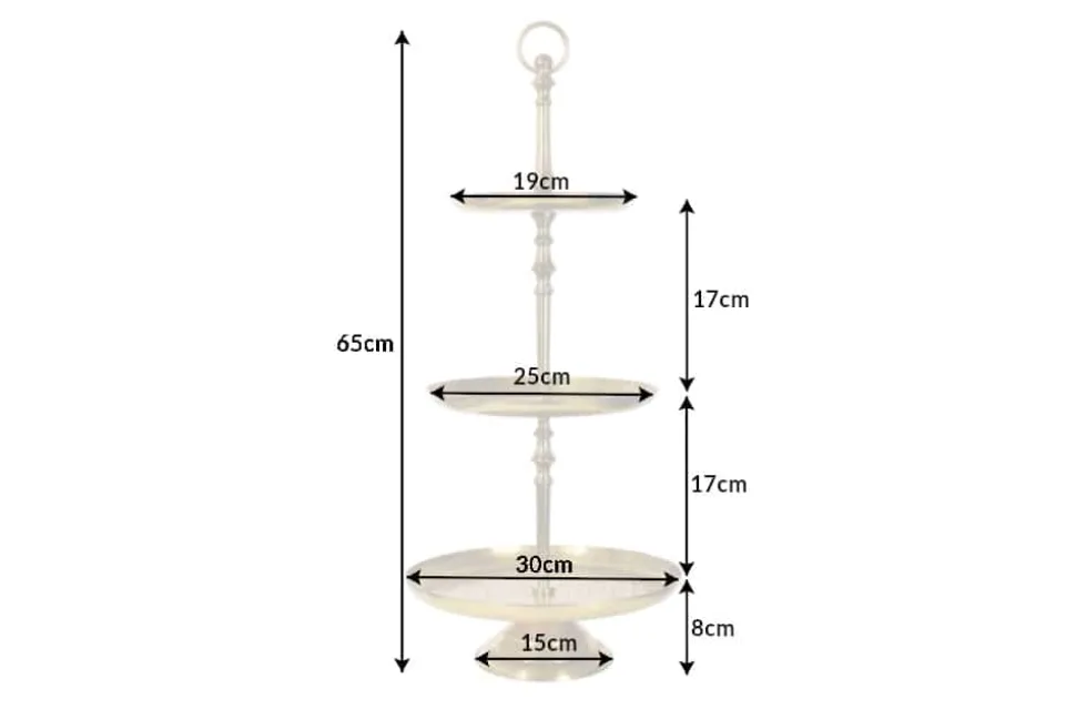 Design Etagere ORIENT 65cm gold im Wild Hammerschlag mit drei Etagen