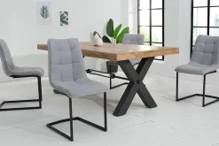 Design Freischwinger Stuhl MIAMI hellgrau Metallgestell matt schwarz