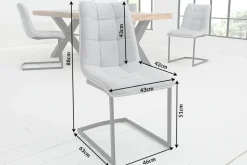 Design Freischwinger Stuhl MIAMI hellgrau Metallgestell matt schwarz