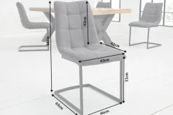 Design Freischwinger Stuhl MIAMI dunkelgrau Metallgestell matt schwarz