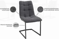 Design Freischwinger Stuhl MIAMI dunkelgrau Metallgestell matt schwarz