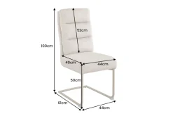 Design Freischwinger Stuhl COMFORT beige Strukturstoff mit Metallgestell