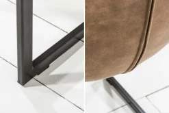 Design Freischwinger Stuhl MIAMI taupe antik Microfaser Metallgestell matt schwarz