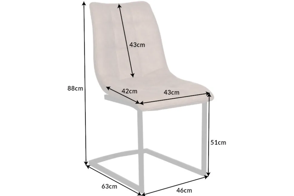 Design Freischwinger Stuhl MIAMI taupe antik Microfaser Metallgestell matt schwarz