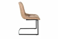Design Freischwinger Stuhl MIAMI taupe antik Microfaser Metallgestell matt schwarz