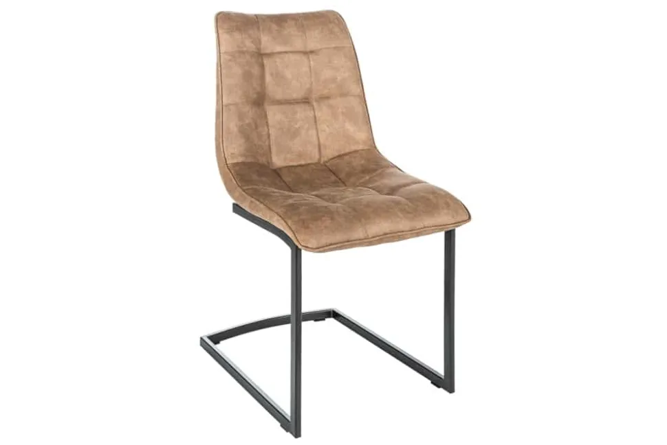 Design Freischwinger Stuhl MIAMI taupe antik Microfaser Metallgestell matt schwarz