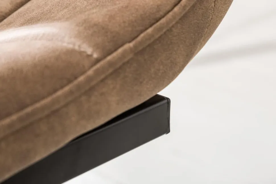 Design Freischwinger Stuhl MIAMI taupe antik Microfaser Metallgestell matt schwarz