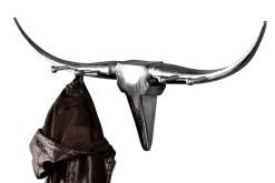 Design Garderobe BULL 100cm Aluminium Wanddekoration Stierkopf