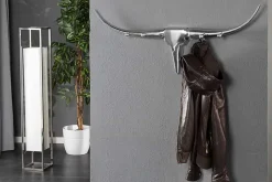 Design Garderobe BULL 100cm Aluminium Wanddekoration Stierkopf