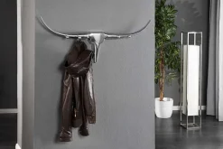 Design Garderobe BULL 100cm Aluminium Wanddekoration Stierkopf