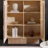 Design Highboard ART DECO 120cm weiß gekälkt Mangoholz massiv 3D Front