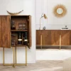 Design Highboard GATSBY 125cm braun mattgold Mangoholz Retro