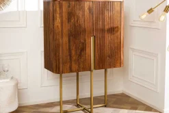 Design Highboard GATSBY 125cm braun mattgold Mangoholz Retro