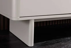 Design Highboard SAVOY 130cm kaschmir weiß Marmor Keramik mit Stauraum und 3D-Front
