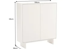 Design Highboard SAVOY 130cm kaschmir weiß Marmor Keramik mit Stauraum und 3D-Front