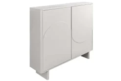 Design Highboard SAVOY 130cm kaschmir weiß Marmor Keramik mit Stauraum und 3D-Front