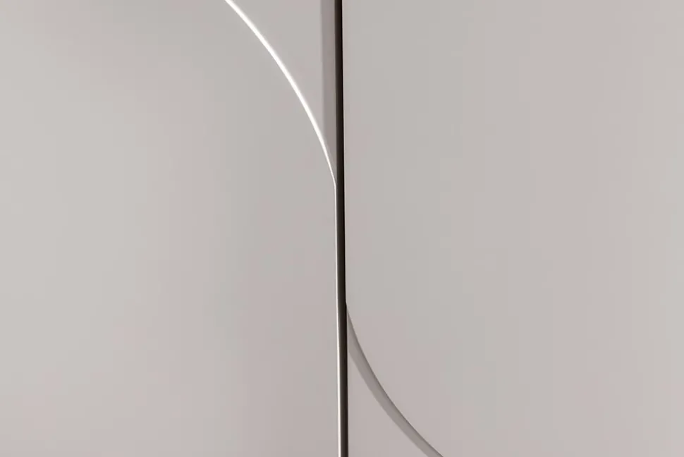 Design Highboard SAVOY 130cm kaschmir weiß Marmor Keramik mit Stauraum und 3D-Front