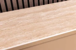 Design Highboard SAVOY 130cm grau beige greige Travertin Keramik Stauraum 3D-Front
