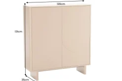 Design Highboard SAVOY 130cm grau beige greige Travertin Keramik Stauraum 3D-Front