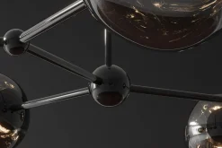 Design Hängelampe LIQUID DIAMOND 100cm smoke schwarz Glas fünf Schirme Kugelleuchte
