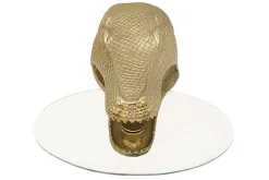 Design Hängetisch WILDLIFE CROCODILE 75cm gold Krokodil oval Glas Beistelltisch