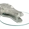 Design Hängetisch WILDLIFE CROCODILE 60cm silber Metall Krokodil Beistelltisch