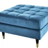 Design Hocker COZY VELVET 80cm petrol blau gold Samt Metallfüße
