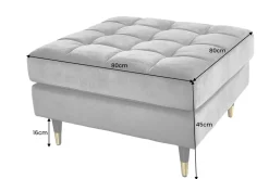 Design Hocker COZY VELVET 80cm petrol blau gold Samt Metallfüße