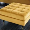 Design Hocker COZY VELVET 80cm senfgelb gold Samt Metallfüße