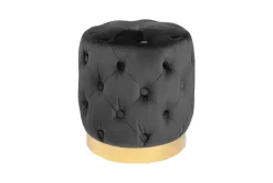 Design Hocker MODERN BAROCK 40cm schwarz gold Samt Chesterfield