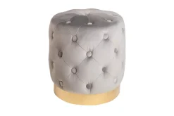 Design Hocker MODERN BAROCK 37cm edel-grau gold Samt Chesterfield