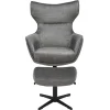 Design Hocker VOGUE 45cm grau Samt drehbar schwarze Metallbeine Fußhocker