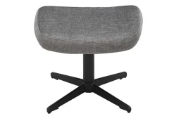 Design Hocker VOGUE 45cm grau Samt drehbar schwarze Metallbeine Fußhocker