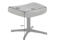 Design Hocker VOGUE 45cm grau Samt drehbar schwarze Metallbeine Fußhocker