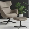 Design Hocker VOGUE 45cm taupe Samt drehbar schwarze Metallbeine Fußhocker