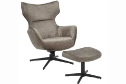 Design Hocker VOGUE 45cm taupe Samt drehbar schwarze Metallbeine Fußhocker