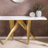 Design Konsolentisch ART LIVING 140cm weiß Marmor Keramik champagner gold brushed