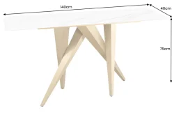 Design Konsolentisch ART LIVING 140cm weiß Marmor Keramik champagner gold brushed