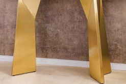 Design Konsolentisch EXTRAVAGANCIA 140cm weiß Marmor brushed champagner gold Metall